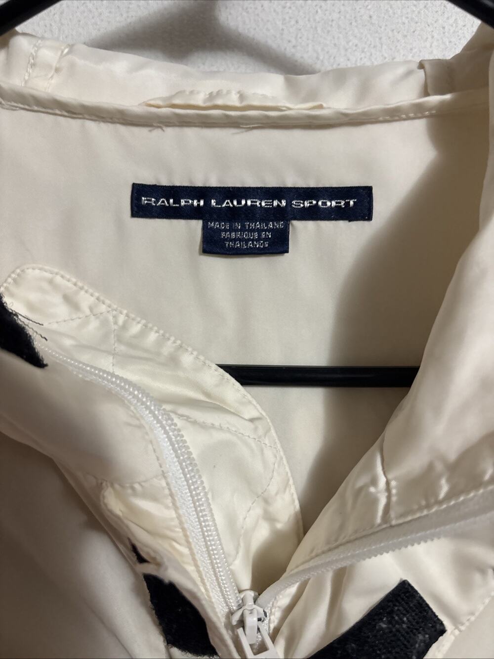 Vintage Ralph Lauren Women’s Medium Jacket Cream Zippers Pockets Drawstrings
